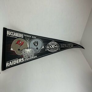 NFL Buccaneers Raiders Vintage 2003 Super Bowl XXXVII Logo Football Pennant